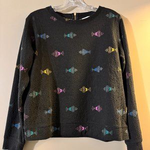 90s Vintage Rainbow Fish Print Sweater